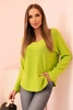 Women's sweater with viscose and V-neck pistachio