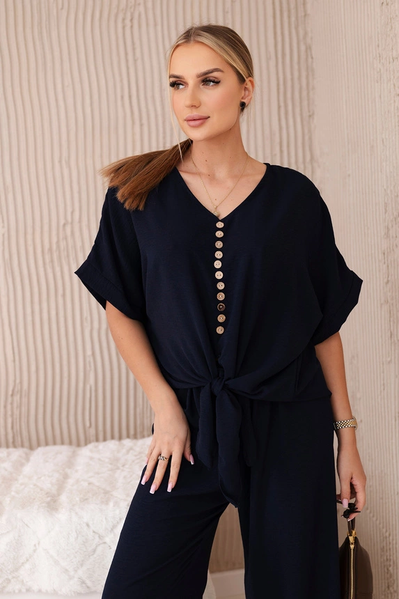 Set of blouses with pants navy blue