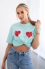 Cotton blouse with heart print light mint