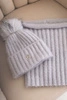 Women's winter set with pompom and snood gray