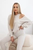 3-dílný set halenka + top + legíny béžová melanž