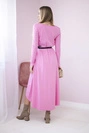 Dress with a decorative belt and an inscription light pink