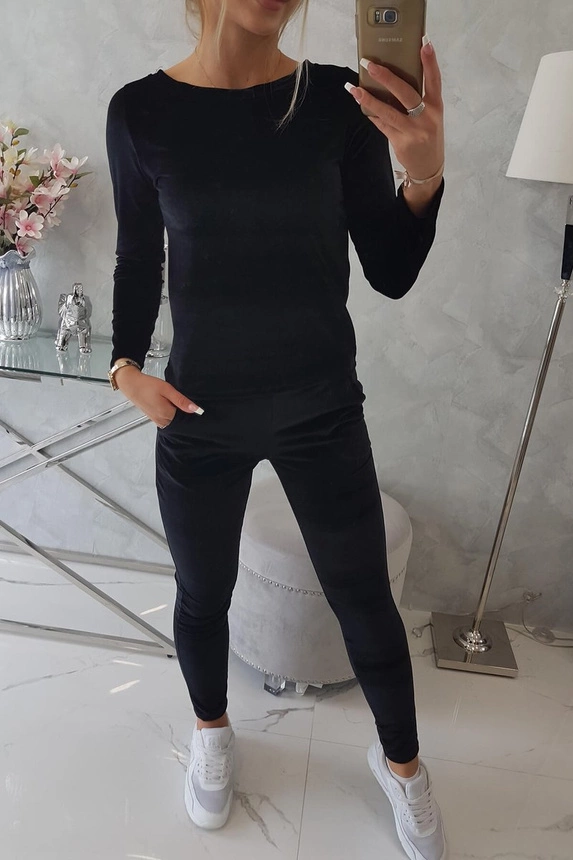 Veloursset mit Bügelfalte am Rücken schwarz