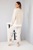 Women's set with a loose sweatshirt and sweatpants beige