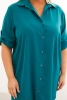 Damenhemdkleid Plus Size mit längerem Rücken und hochgekrempeltem Ärmel türkis