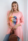 Oversize-Bluse mit Regenbogen-Lippenprint in Apricot