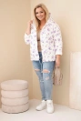 Damen-Frühlingsjacke Plus Size mit kleinem Blumenmuster violett