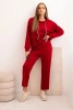 Women's set butter hoodie with pants with a belt burgundy