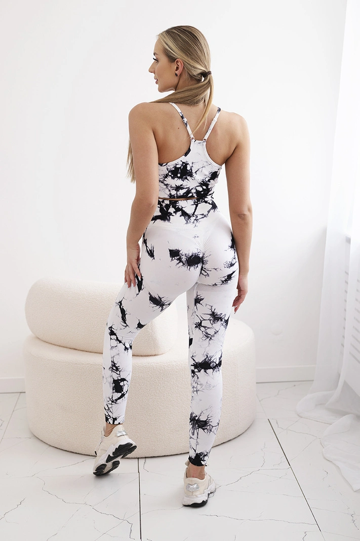 Fitness-Set, Oberteil mit verstellbaren Trägern + Push-up-Leggings weiß
