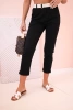 Women's viscose trousers with belt and rolled up leg black