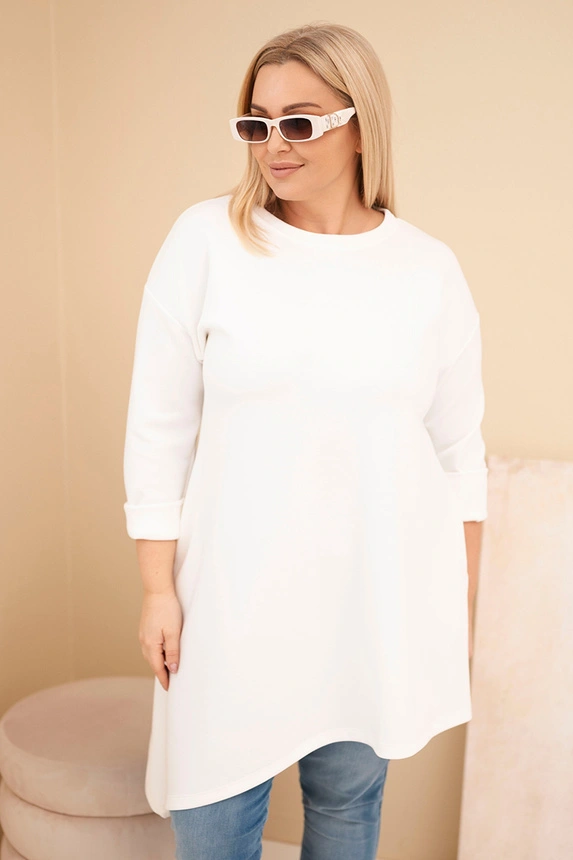 Dámska sukňa Plus Size z viskózy s voľným strihom a dlhým rukávom ecru