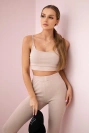 Striped top set with a blouse beige