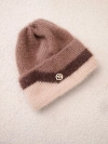 Čiapka dámska beanie rebrovaná s ozdobou fango+béžová