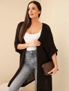 Women's oversized loose knit open-front sweater brown