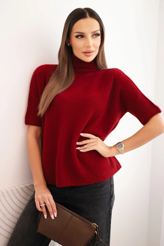 Damenpullover mit lockerer Passform und Rollkragen bordeaux