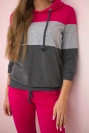Fuchsia+Grau gestreiftes Set