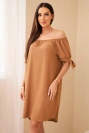 Kleid mit gestuften Ärmeln in Camel