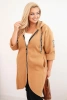 Dámský elegantní kabát Plus Size s límcem a velkými kapsami fango