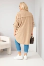 Damenbluse Plus Size aus Viskose Cord mit abnehmbaren Ärmeln camelfarben
