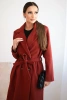 Women's suede coat tied at the waist rust