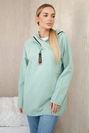 Tunic with a zipper on the hood Oversize dark mint