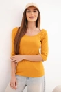Bluse mit rundem Ausschnitt dunkel senfgelb
