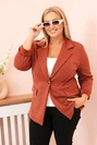 Damenjacke aus Viskose Plus Size mit langen Ärmeln und Kragen rot