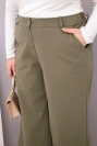 Dámské kalhoty Plus Size se širokou nohavicí a vysokým pasem khaki