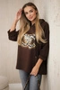 Oversized viscose sweatshirt with print brown