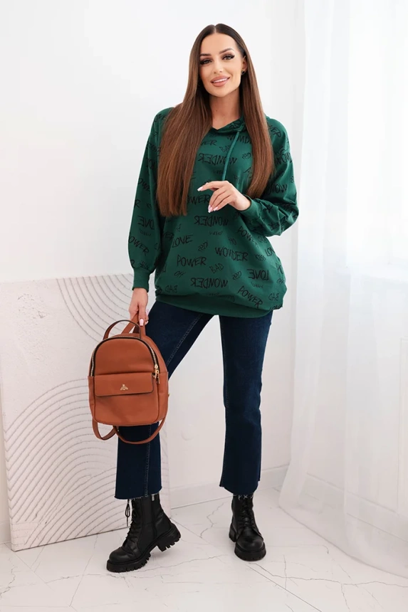 Sweatshirt with inscriptions green