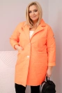 Women's Plus Size quilted jacket with decorative buttons and collar neon orange