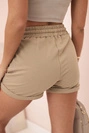Damen-Baumwollshorts mit Gummibund und Kordelzug im Bund camel