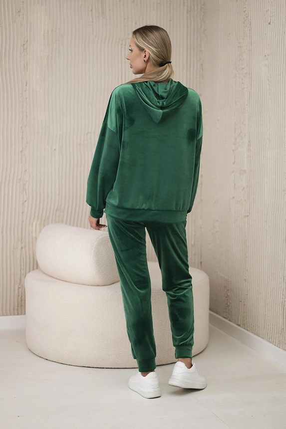 Velours-Set Känguru-Sweatshirt + Hose hellgrün