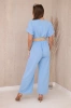 Jumpsuit mit dekorativem Taillengürtel blau