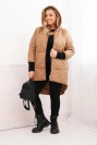 Dámska zimná bunda Plus Size prešívaná s kapucňou camelová