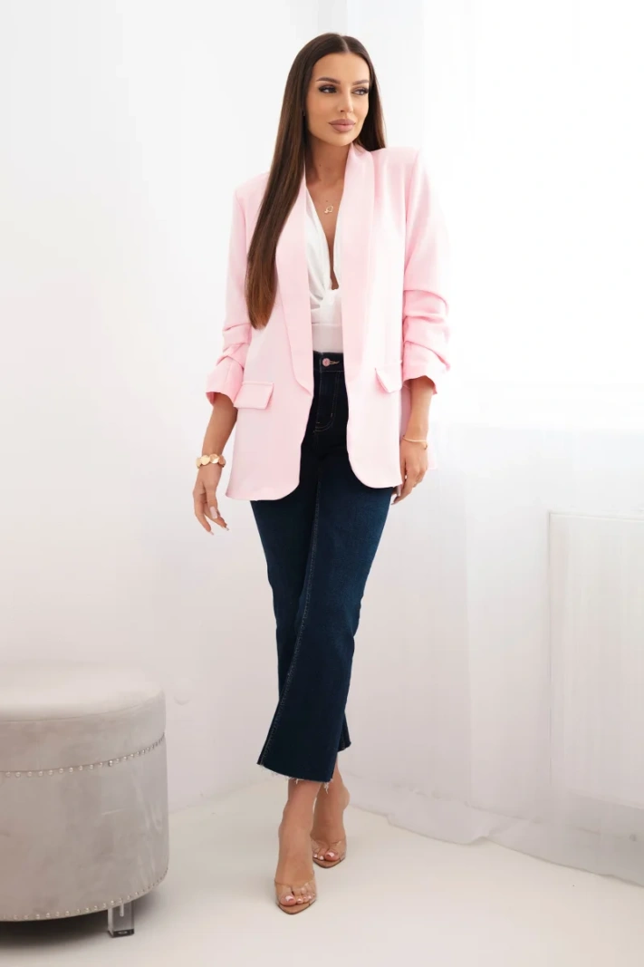 Elegant lapel blazer candy pink
