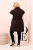 Damenweste Plus Size gesteppte mit Gürtel und Kragen braun