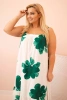 Women's dress with straps, ruffle, and floral print green