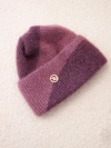 A hat women's classic with decorative emblem dark pink+dark purple