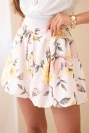 Women's viscose floral shorts with waist tie yellow