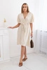 Kleid mit geschichtetem Ausschnitt beige