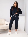 Women's cotton set with sweatshirt and jogger pants navy blue
