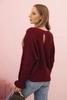 Women's mohair sweater with gathered sleeves and a back cutout burgundy