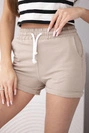 Women's cotton shorts with elastic waistband and tie fango