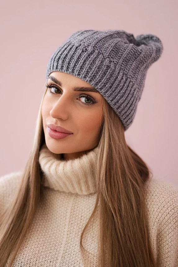 Čapica s fleece Anna K238 tmavošedý