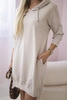 Dress with a hood and longer back beige