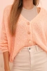 Women's sweater with a V-neck and buttons apricot