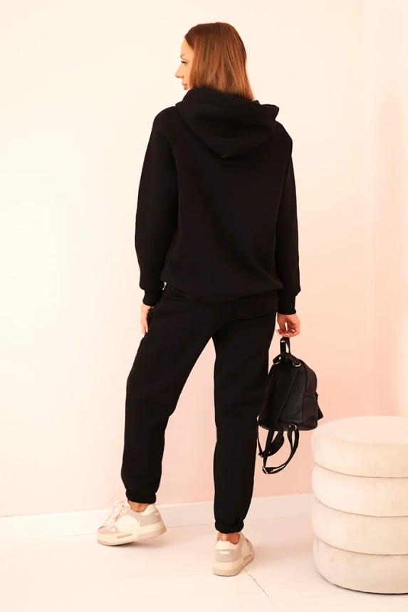 Women's cotton thermal set with print black