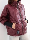 Women's quilted jacket with a short cut and stand-up collar light beige