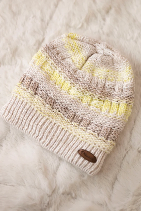 Čapica s fleece Patrycja K254 žltá + béžová